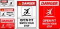 Danger Sign Open Pit, Watch Your Step Royalty Free Stock Photo