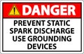 Danger Sign Prevent Static Spark Discharge Use Grounding Devices Royalty Free Stock Photo