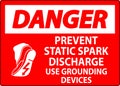 Danger Sign Prevent Static Spark Discharge, Use Grounding Devices Royalty Free Stock Photo