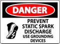 Danger Sign Prevent Static Spark Discharge, Use Grounding Devices Royalty Free Stock Photo