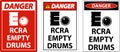 Danger Sign RCRA Empty Drums On White Background