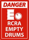 Danger Sign RCRA Empty Drums On White Background