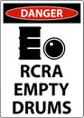 Danger Sign RCRA Empty Drums On White Background