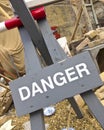 Danger Sign Restricting Access To A Building Site Royalty Free Stock Photo