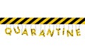 Danger Sign Ribbon. Yellow tapes, bands, strips. The letters quarantine, grunge, are suspended on a string. Vector illustration.