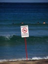 Danger sign swimming