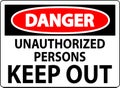 Danger Sign Unauthorized Persons Keep Out