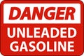 Danger Sign Unleaded Gasoline On White Background