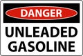 Danger Sign Unleaded Gasoline On White Background