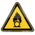 Danger sign warning oxidizing substances and fire Royalty Free Stock Photo