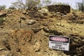 A danger sign warns of abandoned mine shafts in outback Austraia
