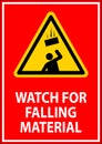 Danger Sign, Watch For Falling Material Royalty Free Stock Photo