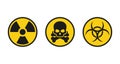 Danger signs, radiation radiation color flat icons Royalty Free Stock Photo