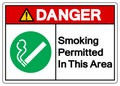 Danger Smoking Permitted In This Area Symbol Sign ,Vector Illustration, Isolate On White Background Label. EPS10