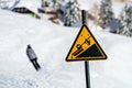 Danger! Snowcat sign on a Ski Area