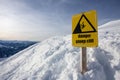 Danger steep cliff mountain sign Royalty Free Stock Photo