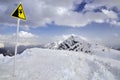 Danger steep cliff mountain sign Royalty Free Stock Photo