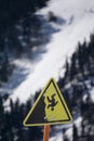 Danger steep cliff mountain sign Royalty Free Stock Photo