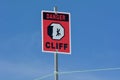 Danger steep cliff sign background Royalty Free Stock Photo