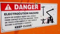 Danger sticker on electrocution hazard machine Royalty Free Stock Photo