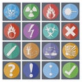Danger sticker icons, symbols