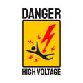 Danger symbol High Voltage Sign Vector skull. Lightning electricity warning template illustration Royalty Free Stock Photo