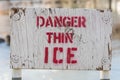 Danger Thin Ice Sign Royalty Free Stock Photo