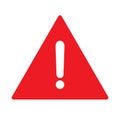 Danger triangle sign red background Royalty Free Stock Photo