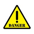 Danger triangle sign yellow Royalty Free Stock Photo