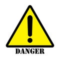 Danger triangle sign yellow background Royalty Free Stock Photo