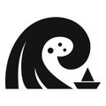 Danger tsunami icon, simple style