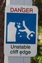 A Danger Unstable Cliff Edge Sign