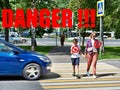 Danger of using smartphone by pedestrians on road Royalty Free Stock Photo