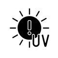 Danger of UV rays black glyph icon Royalty Free Stock Photo