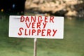 Danger Very Slippery sign Royalty Free Stock Photo