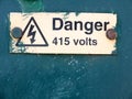 Danger 415 volts sign on box uk Royalty Free Stock Photo