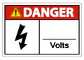 Danger Volts Symbol Sign On White Background