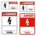 Danger Volts Symbol Sign On White Background