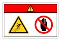 Danger Walking Or Standing On Conveyor Cover Do Not Touch Symbol Sign, Vector Illustration, Isolate On White Background Label.