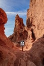 Danger warning sign colorado springs garden of the gods rocky mountains adventure travel photography Royalty Free Stock Photo