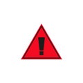 Danger warning sign. Exclamation point in the red triangle. Simple vector illustration on a white background Royalty Free Stock Photo