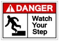Danger Watch Your Step Symbol Sign, Vector Illustration, Isolated On White Background Label .EPS10 Royalty Free Stock Photo