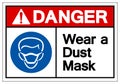 Danger Wear A Dust Mask Symbol Sign, Vector Illustration, Isolate On White Background Label .EPS10