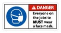 Danger Wear A Face Mask Sign Isolate On White Background