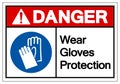 Danger Wear Gloves Protection Symbol Sign, Vector Illustration, Isolate On White Background Label .EPS10