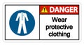symbol Danger Wear protective clothing sign on white background