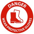 Danger Wear Protective Footwear Sign On White Background