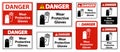 Danger Wear protective gloves sign on white background