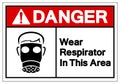Danger Wear Respirator In This Area Symbol Sign, Vector Illustration, Isolate On White Background Label. EPS10
