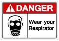 Danger Wear Your Respirator Symbol Sign, Vector Illustration, Isolate On White Background Label. EPS10 Royalty Free Stock Photo